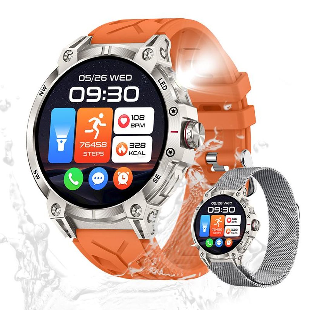 Herren's Robust Telefonfunktion Fitness-Tracker Uhr mit Anruffunktion Smartwatch 1.8 Zoll Android/iOS Luxus Armbanduhr mit Anruf funktion