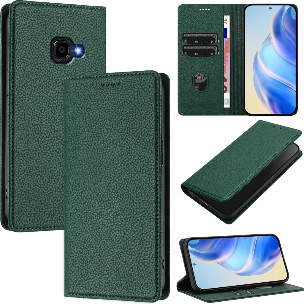 Custodia Professionale Samsung XCover 4/4S Verde Litschi | Wallet Case