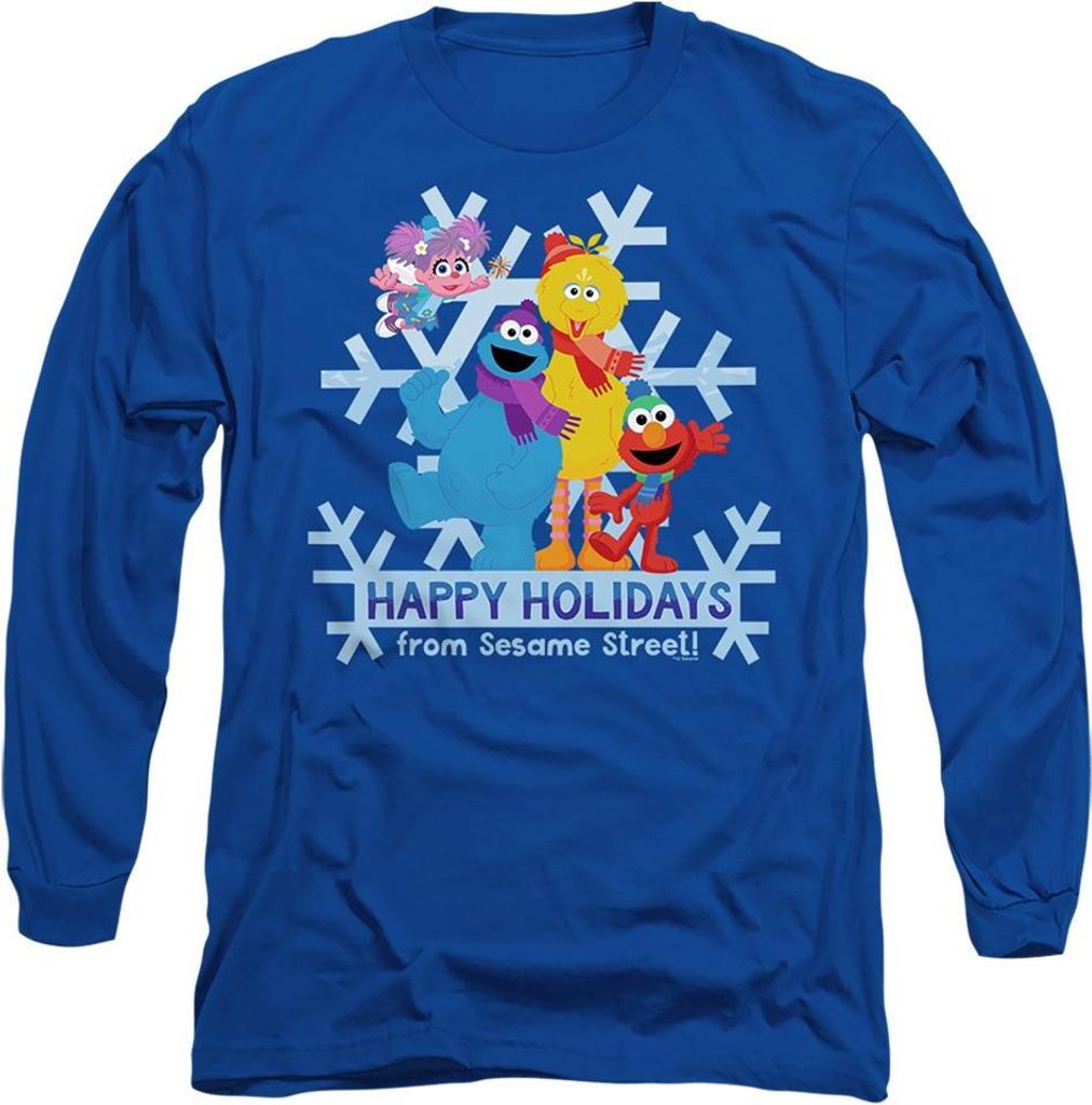 Sesame Street - "Happy Holidays" T-Shirt für Herren/Damen Uni, Langärmlig TV27086 (L) (Königsblau)