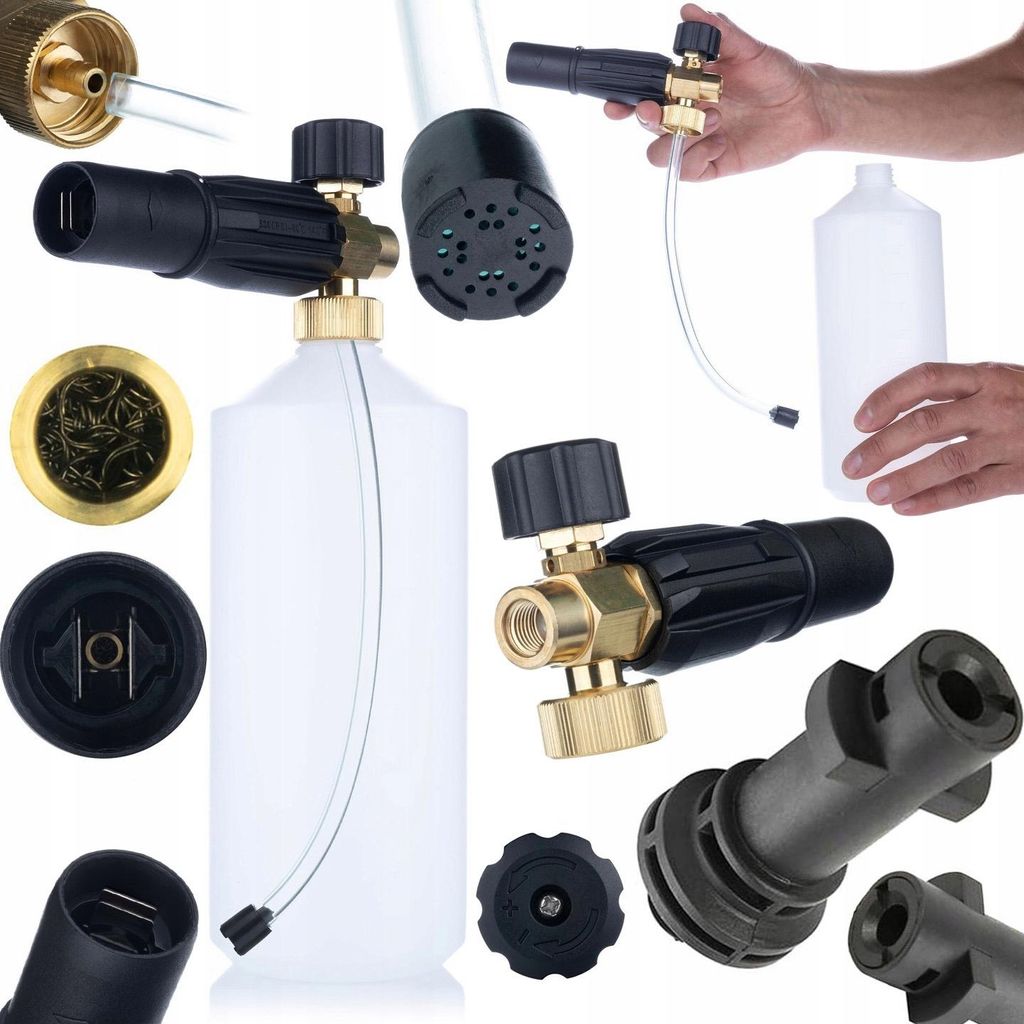 Rosfix Schaumsprühgerät S0401 1000ml für Hochdruckreiniger G1/4F, Düse 1,23mm + Adapter / Adapter für Kärcher K Bajonett auf G1/4"M Hochdruck...