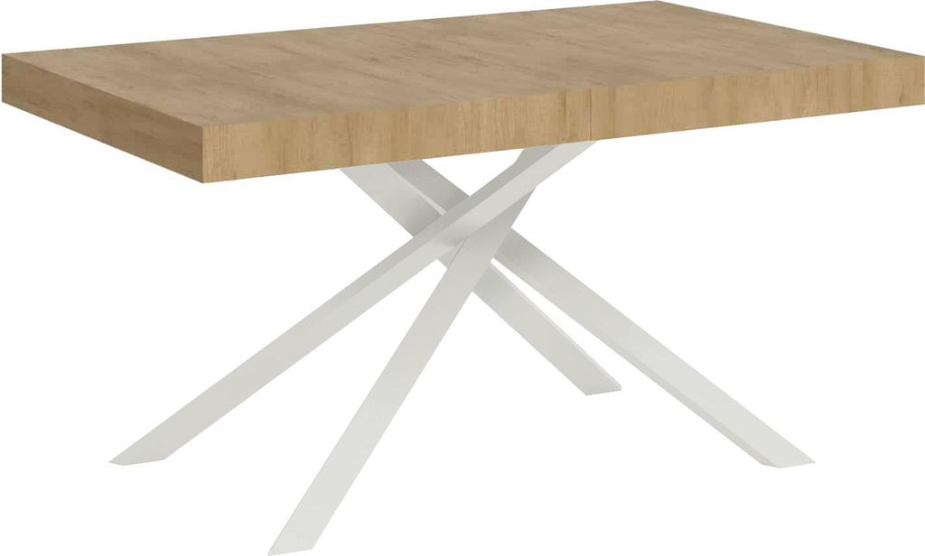 ITYHOME - Ausziehtisch 140/244x90 cm Karida Eiche Natur Tischbeine Weiß