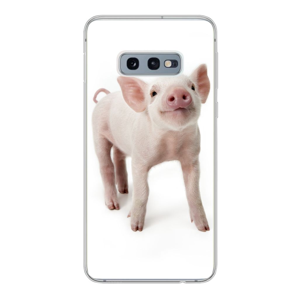 MuchoWow Handyhülle Schutzhülle Hülle für Samsung Galaxy S10e Schwein - Tiere - Weiß Silikon Softcase Handy Hülle - Handy