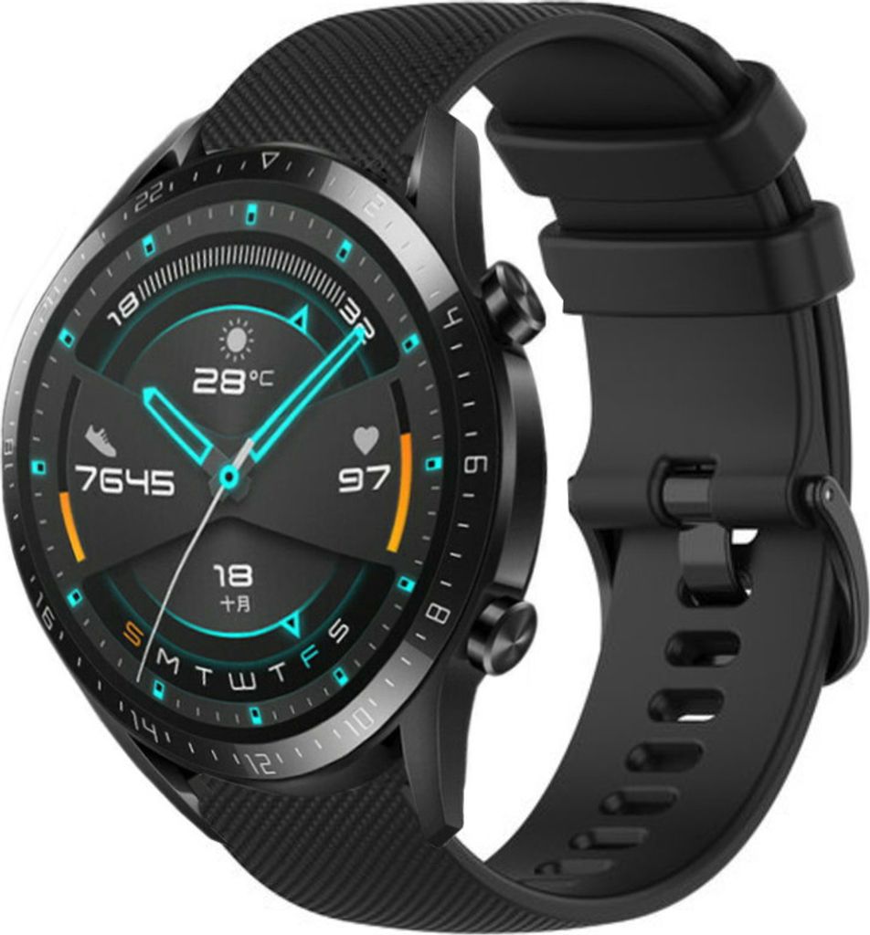 Strap-it Huawei Watch GT 2 Luxus Silikonband (Schwarz)