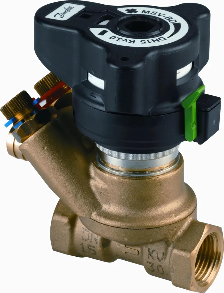 Vanne Danfoss MSV-BD Leno 15 avec fonction d'arrêt et de mesure Rp 1/2