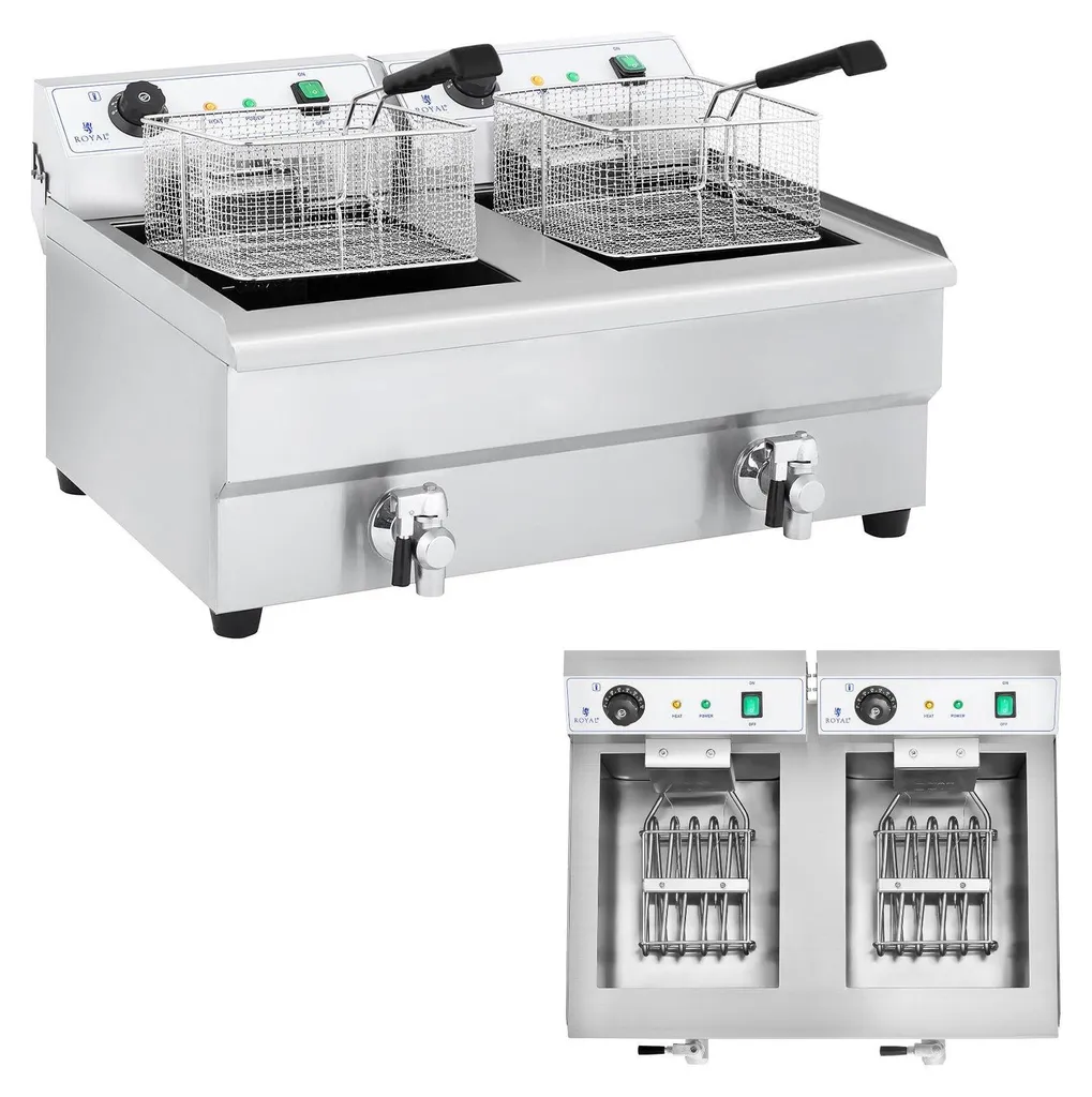 Friteuse de comptoir double bac 16L pour frites et snacks gourmands - 10