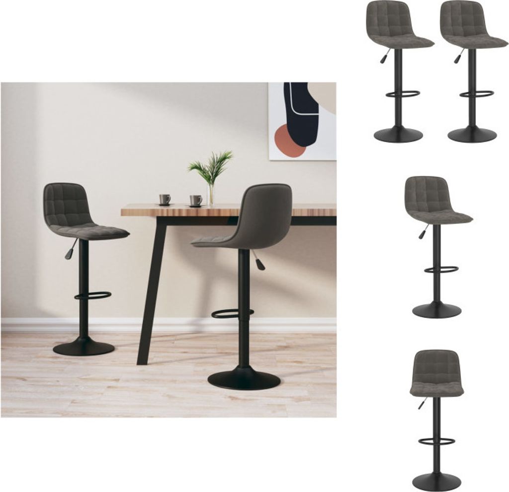 vidaXL Barhocker 2 Stk. Dunkelgrau Samt - Barhocker