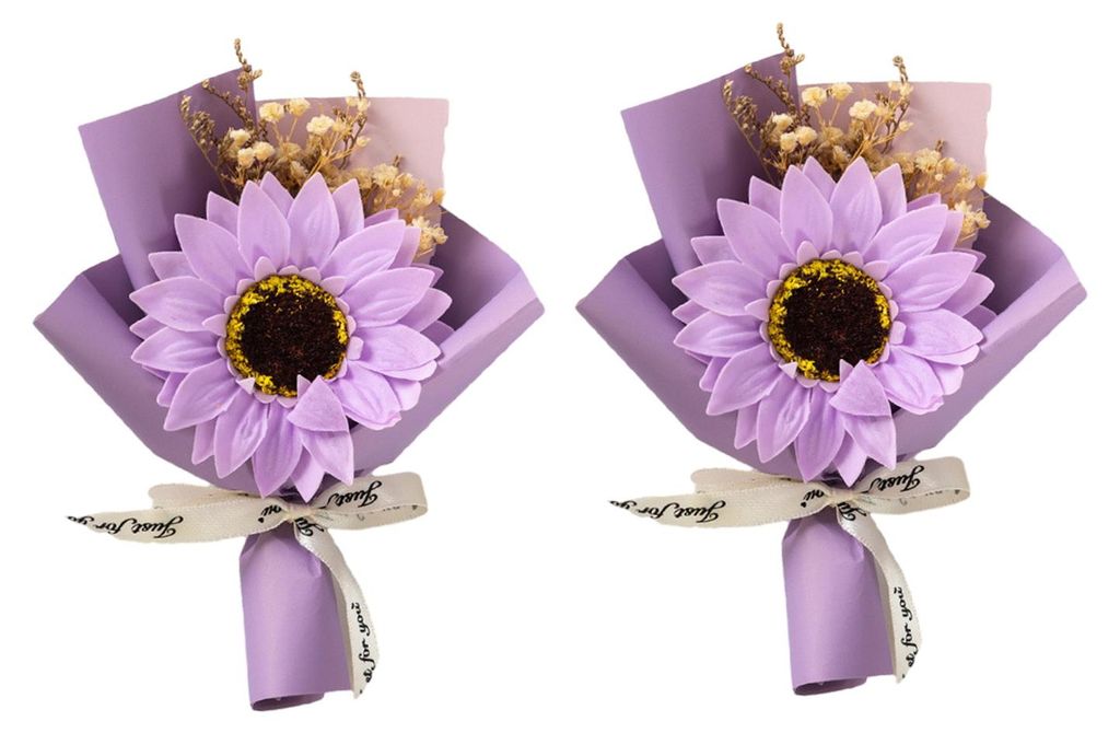 2 Mini-Sonnenblumenstrauß aus duftender künstlicher Seife – ideales Geschenk zum Geburtstag oder Valentinstag für Frauen, Mütter, Ehefrauen, ...