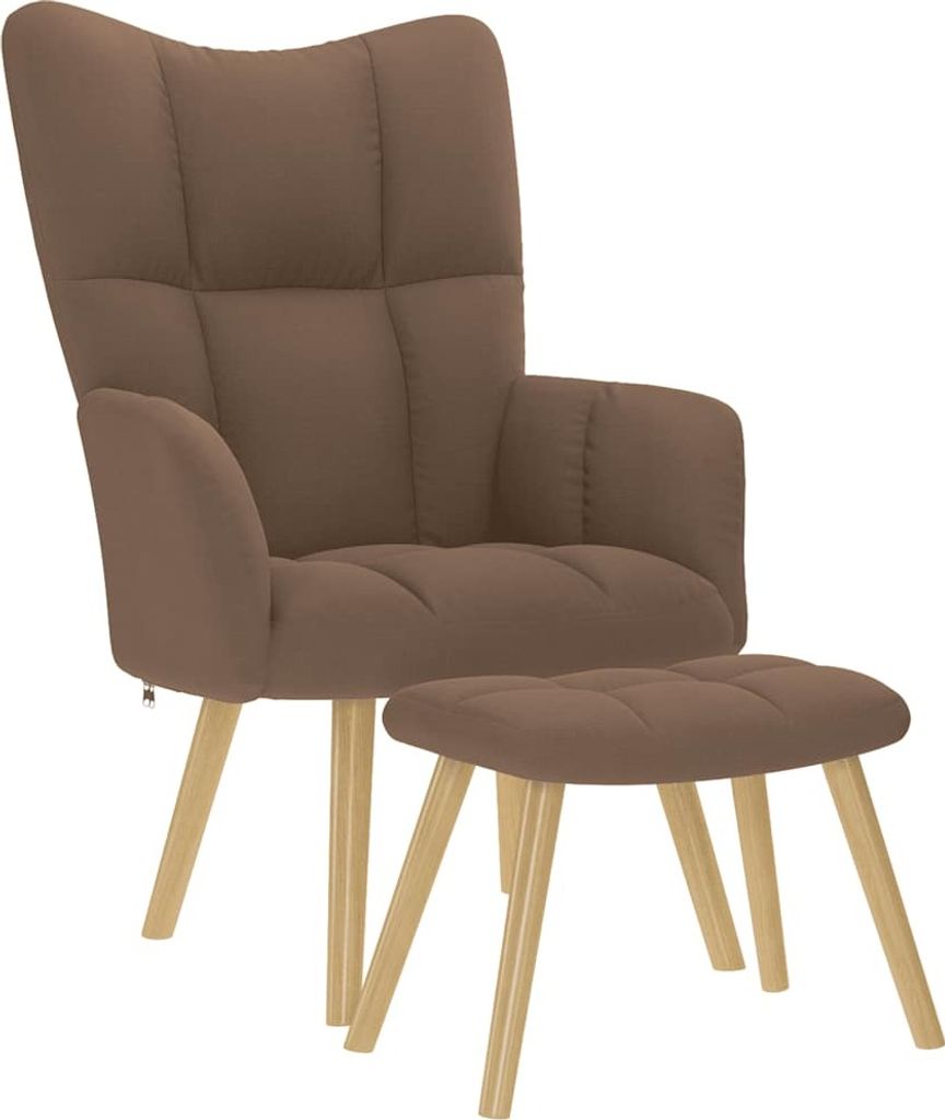 Stabli Möbel Relaxsessel mit Hocker Braun Stoff - Fernseh- & Relaxsessel CC8792895 1parcel