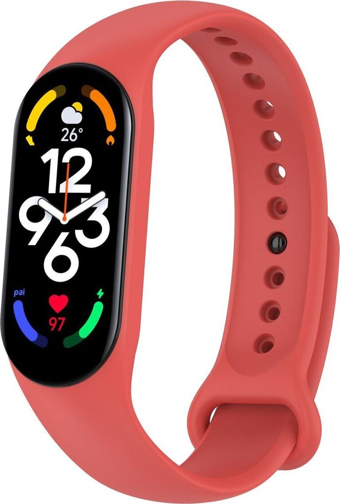 Sport Ersatz Armband für Xiaomi Mi Band 5 7 6 NFC Amazfit Band 5 Loop Silikon, Farbe:Helles Rot