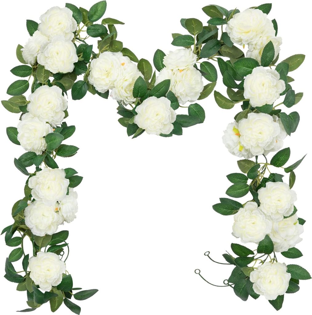 Künstliche Rosengirlande weiß für Hochzeit, Garten, Wand, Produktbild 