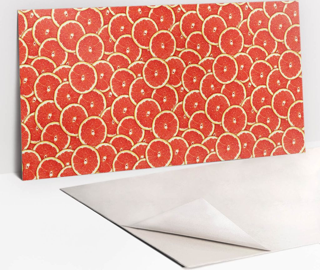PVC-Wandschutz für die Küche - Stilvoller Schutz für Ihre Wände 100 x 50 Rote Grapefruitscheiben