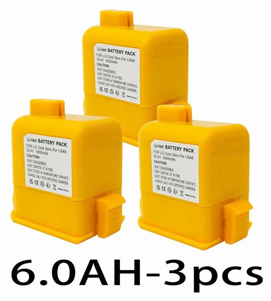 Akku für CordZero A9 Staubsauger - Li-Ion Ersatzakku - 6000mAh Kapazität - kompatibel A9/A9+/A9M/A958/A958SK - 3er Pack 6,0Ah-3PCS
