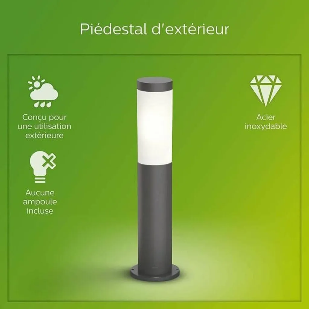 Lanterne extérieure Philips anthracite E27 230V blanc chaud haute durabilité - 4