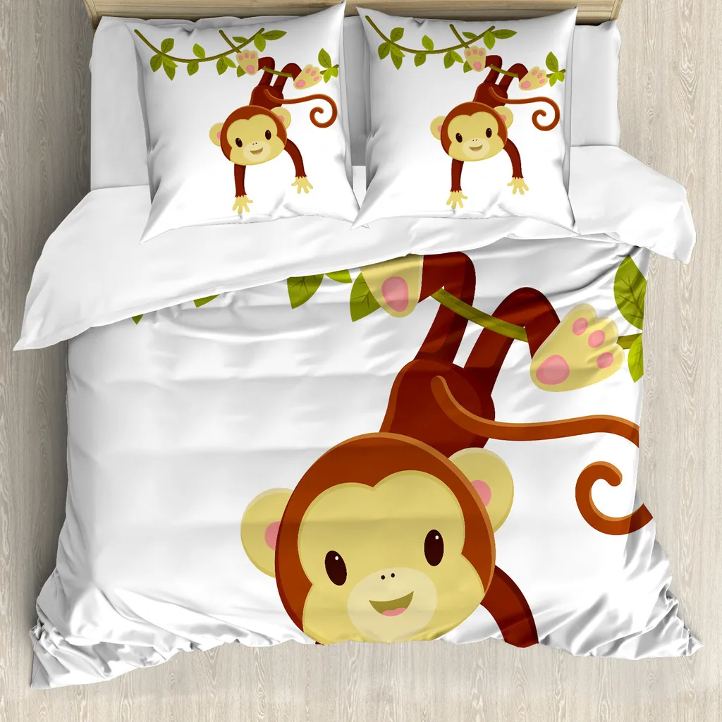 Housse de couette ABAKUHAUS Singe 200x200 cm avec taie d'oreiller