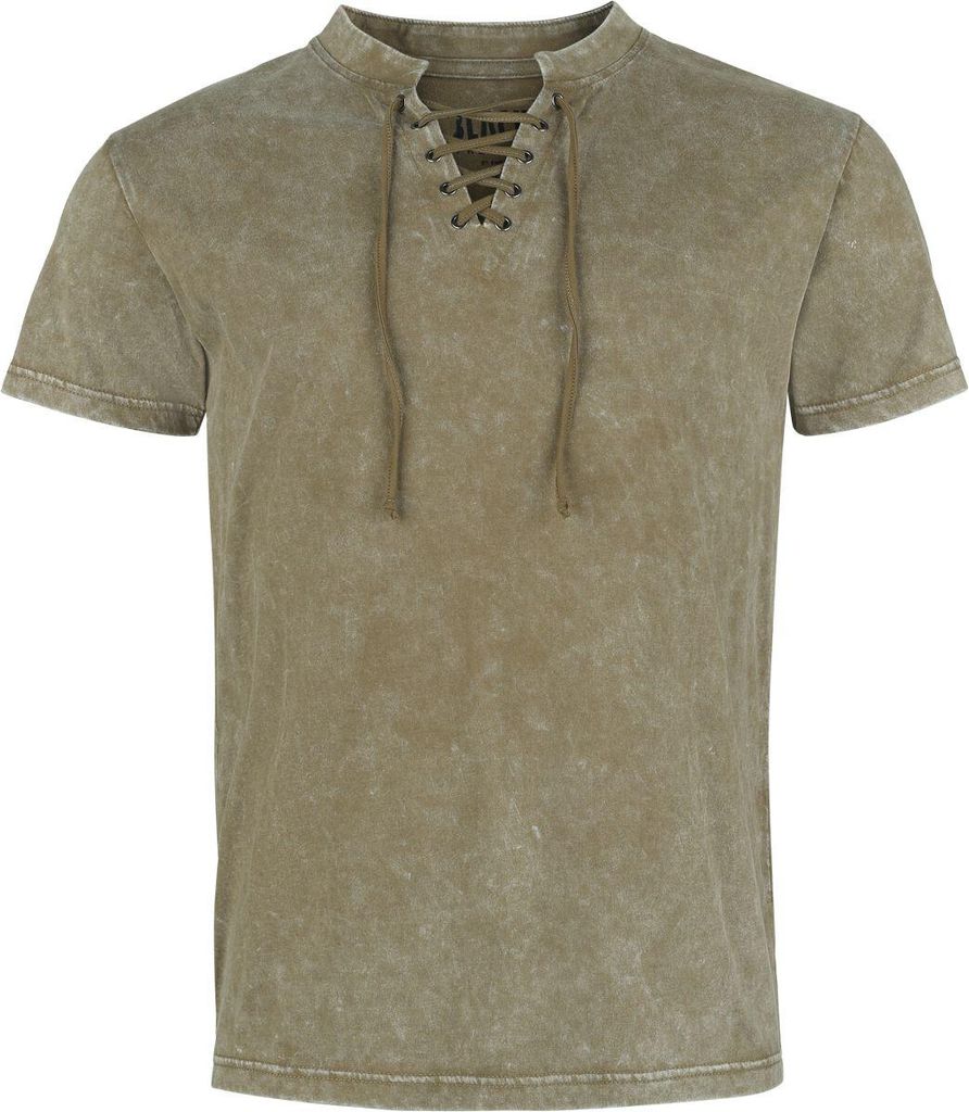 Black Premium by EMP Herren Essential T-Shirt mit Schnürung oliv XXL