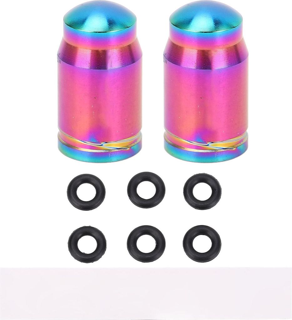 2er-Pack Fahrrad-Ventilschaftkappen aus Ti-Legierung, staubdicht, strapazierfähig, Universal-Reifenkappenabdeckung für Bergstraßen, mit Gummirin...