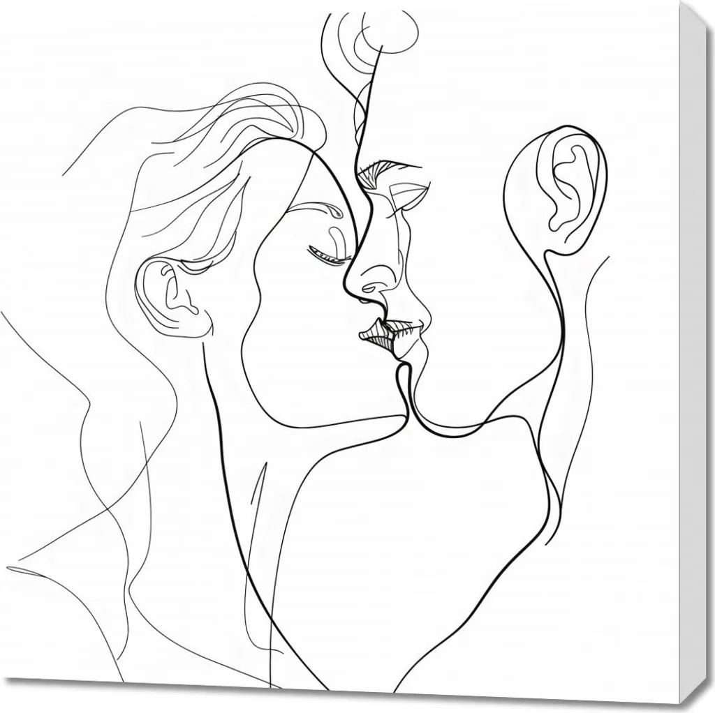 Tableau Image 70 x 70 cm Lignes Tissées et Amour Déco Murale Carrée