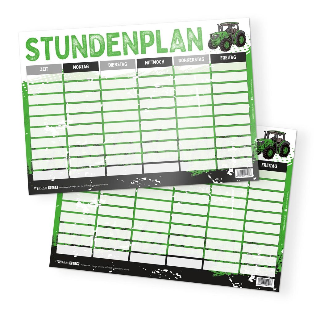 itenga Stundenplan TRAKTOR DIN A4  einseitig abwischbar Produktbild 