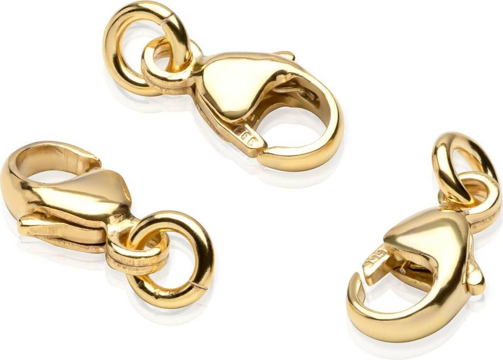 3 x Karabiner Verschluss 6,8x4,5mm 333 Gelbgold Ersatzverschluss für Goldketten