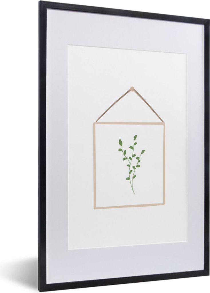 MuchoWow MuchoWow Gerahmtes Poster Pflanze - Blätter - Liste 40x60 cm - Poster mit zchwarzem Bilderrahmen - Poster in Rahmen