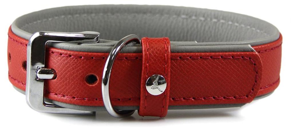 Das Lederband Hundehalsband Firenze carnelian/stone, Länge: 30 cm / Breite: 12 mm