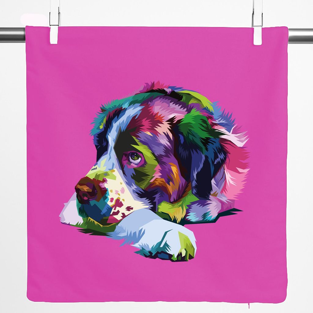 Huuraa Kissenbezug Bernhardiner Colorful 40x40cm Fuchsia Baumwolle Dekokissenbezug Geschenkidee