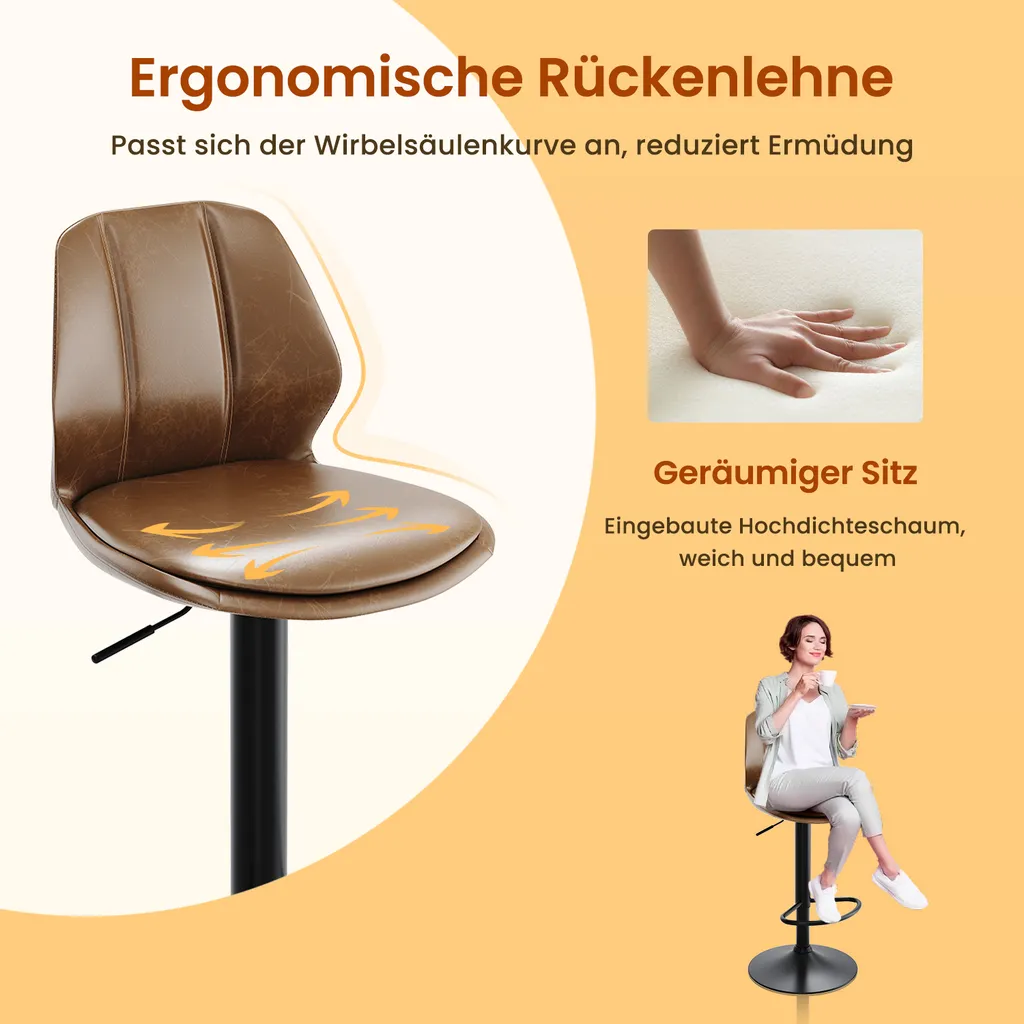 Tabourets Bar Confortables Réglables, Pivotants, Support 120kg - 10