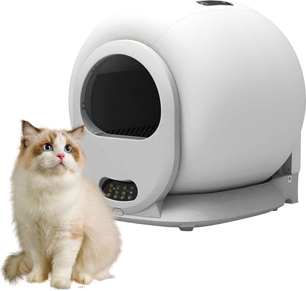 Rotierende, automatische Katzentoilette, selbstreinigend und desodorierend, mit Touchpanel, geschlossene, geruchslose Katzentoilette, APP-Steuerung...