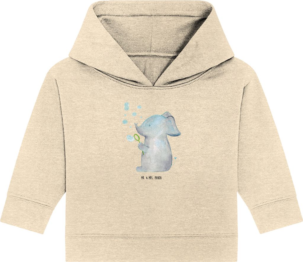 Mr. & Mrs. Panda Organic Baby Hoodie Elefant Seifenblasen 12. - 18. Monat - Natural Raw - Geschenk, Elefanten, Lustige Sprüche, Liebe, Heimat, Lie...