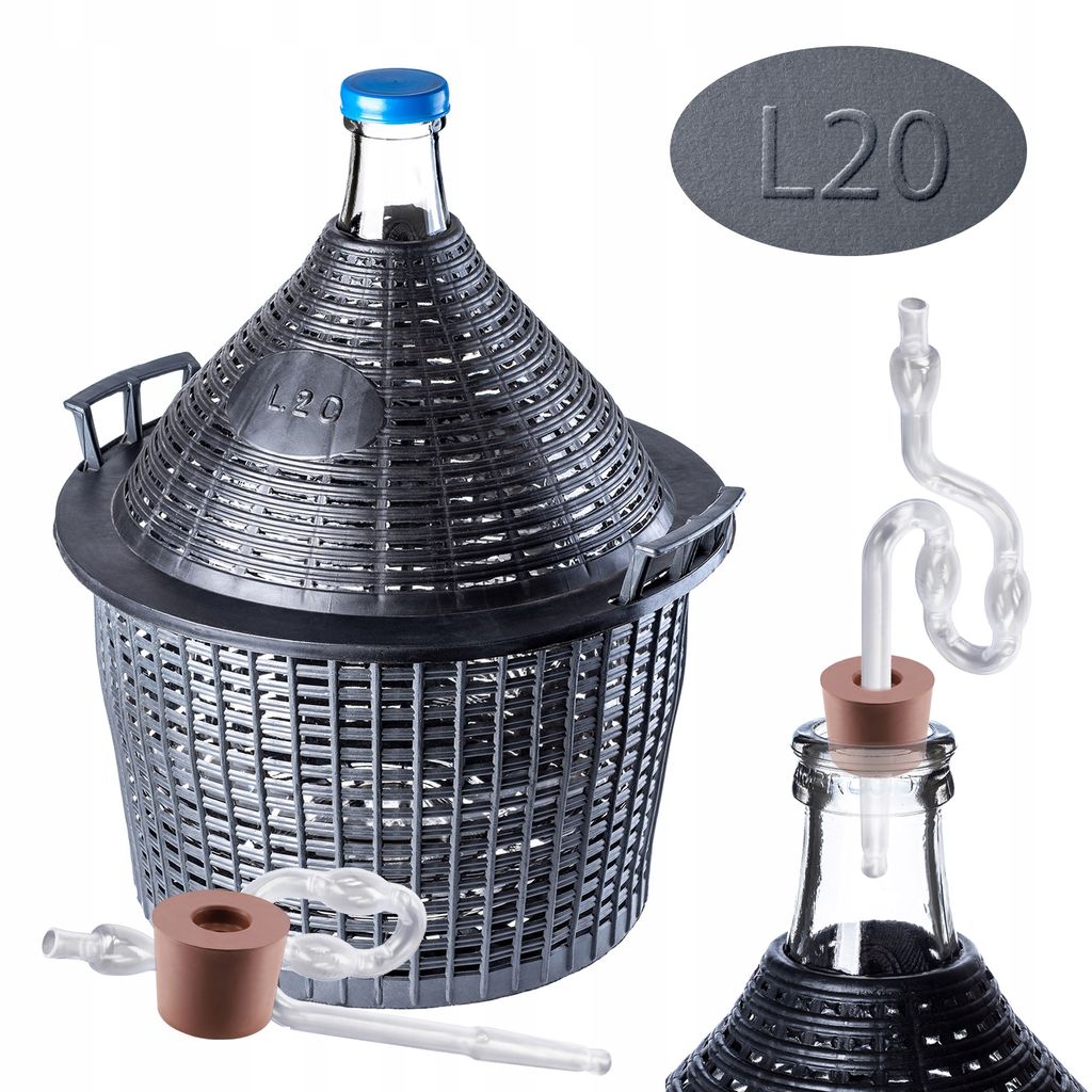 Set di damigiane in vetro KADAX "Alatri", con cestello in Immagine del prodotto 