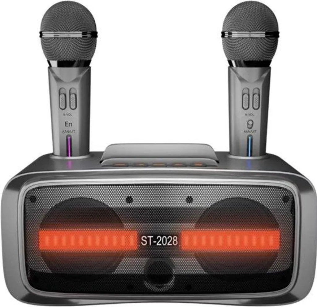 Enceinte Karaoké Bluetooth avec Micro Sans Fil et Éclairage LED Animé