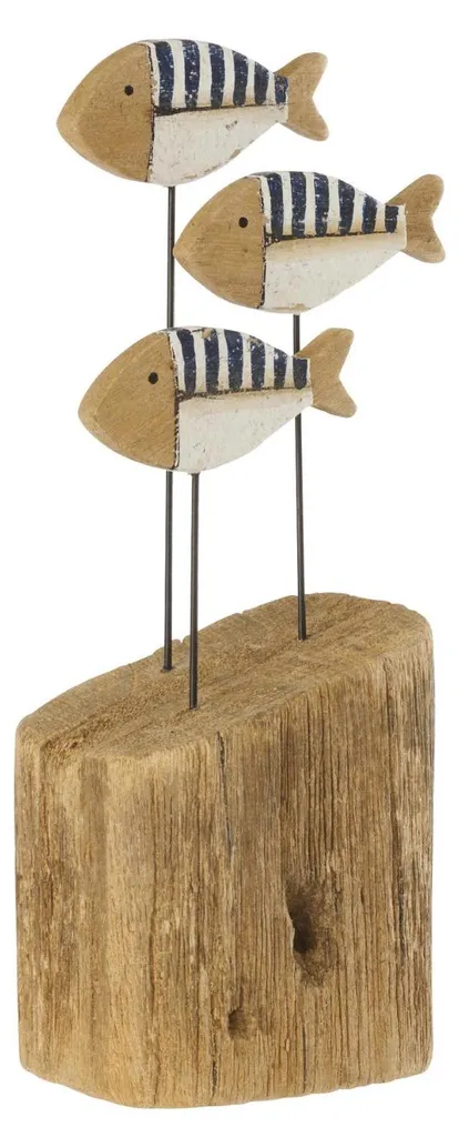 Poisson bois paulownia sur socle bleu petit modèle déco marine sans pose