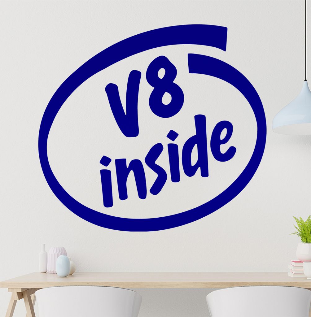 V8 inside Wandtattoo in 6 Größen - Wandaufkleber Wall Sticker - Dekoration, Küche, Wohnzimmer, Schlafzimmer, Badezimmer