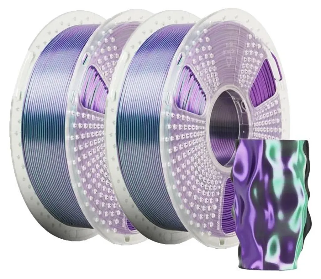 Filament impression 3D soie vert violet 1.75mm haute précision 1kg