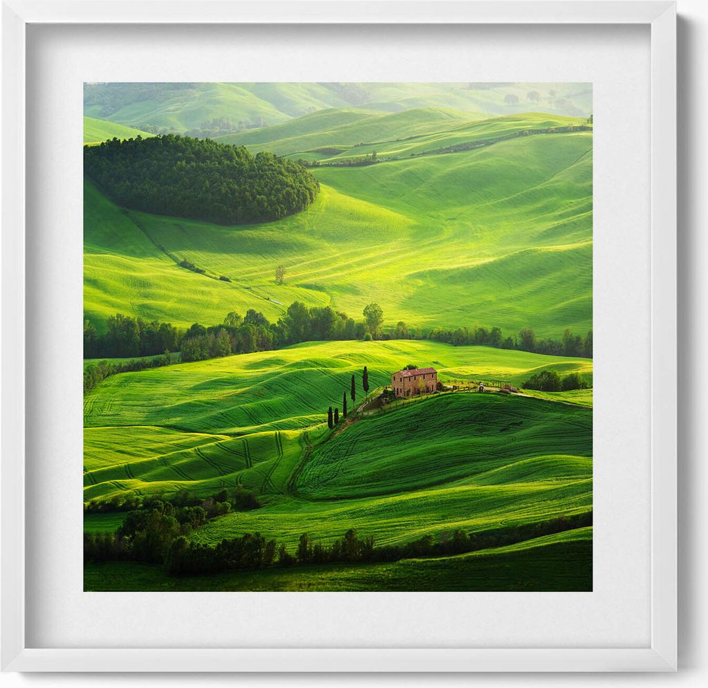 Schöne Naturlandschaft Italien– Wandbild mit Rahmen – Gerahmtes Bild – Wanddekoration – 50x50 cm – Weiß Rahmen