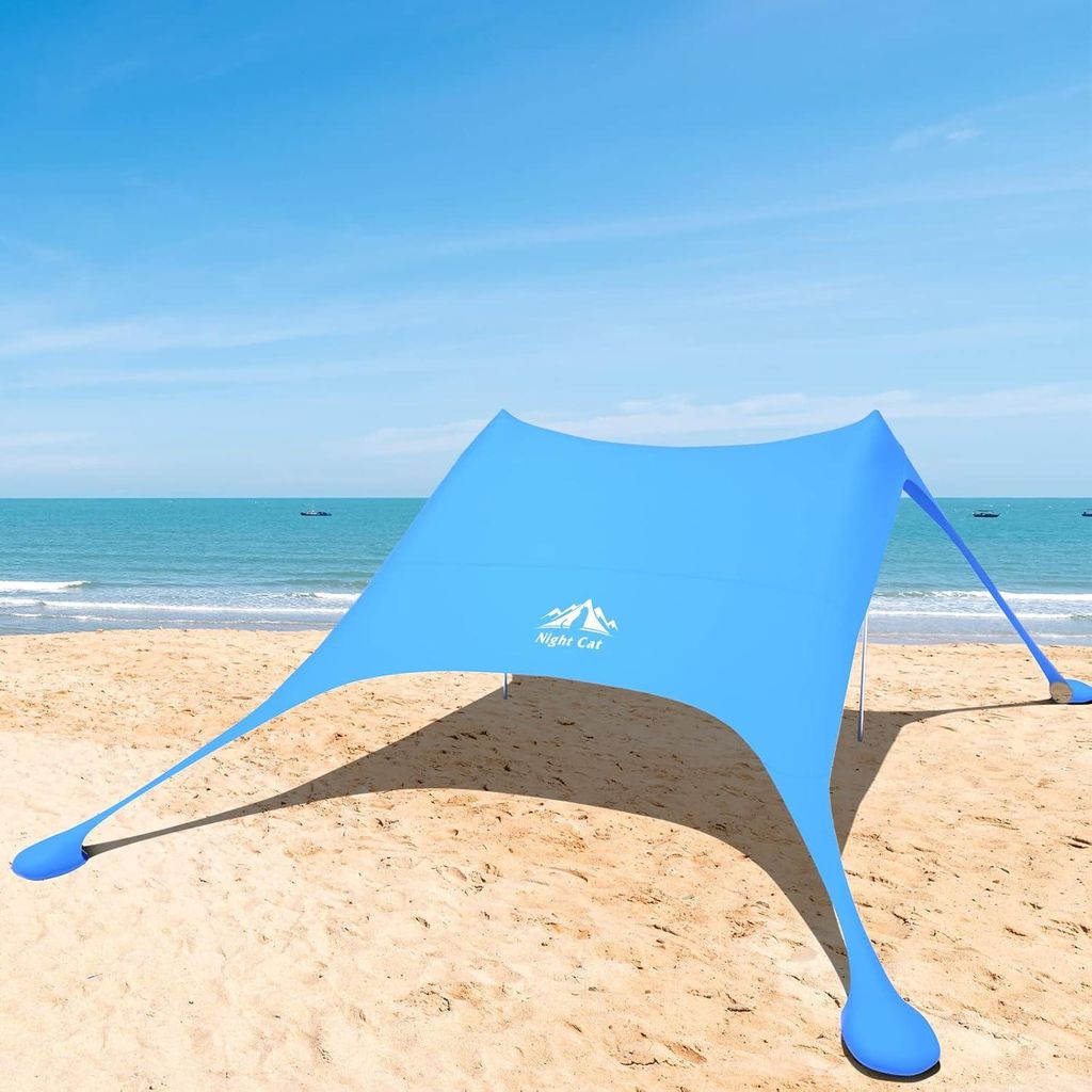 Night Cat Strandzelt Elasthan Schatten Zelt Strandmuschel Sonnensegel Sun Shelter UV-Schutz UPF 50+ mit Sandsack Anker für Strand Picknick Angeln ...