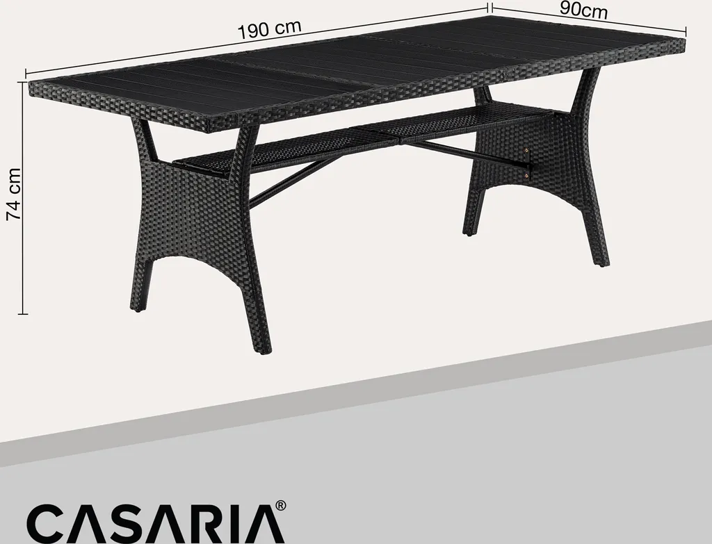 Table de jardin résistante aux intempéries en polyrotin et WPC
