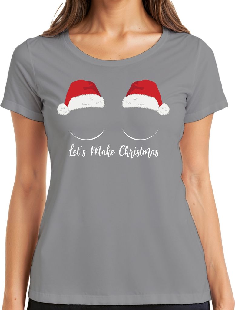 Let's Make Christmas - Weihnachten Weihnachtsgeschenk Christmas Damen T-Shirt, Grau, M