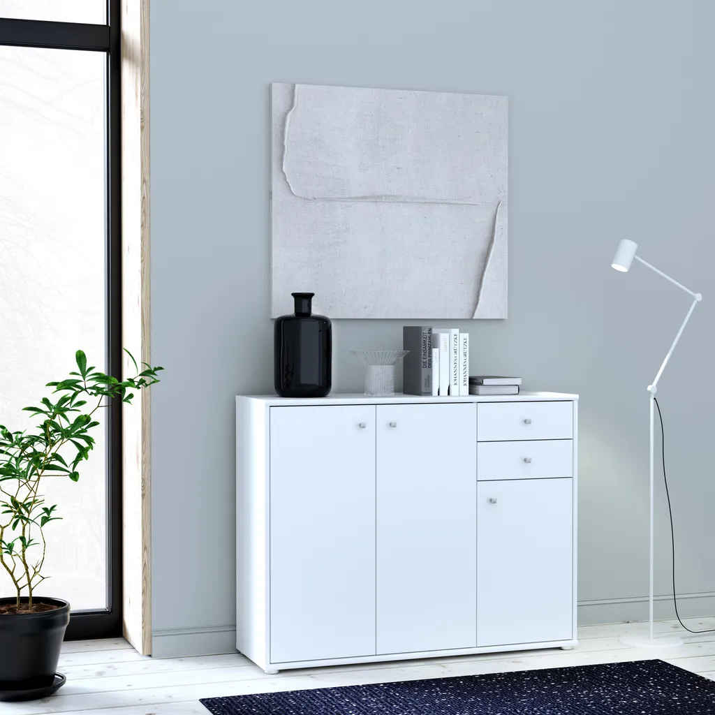 Optimiser l'Espace avec la Commode Tembi Blanche Faible Profondeur - 2