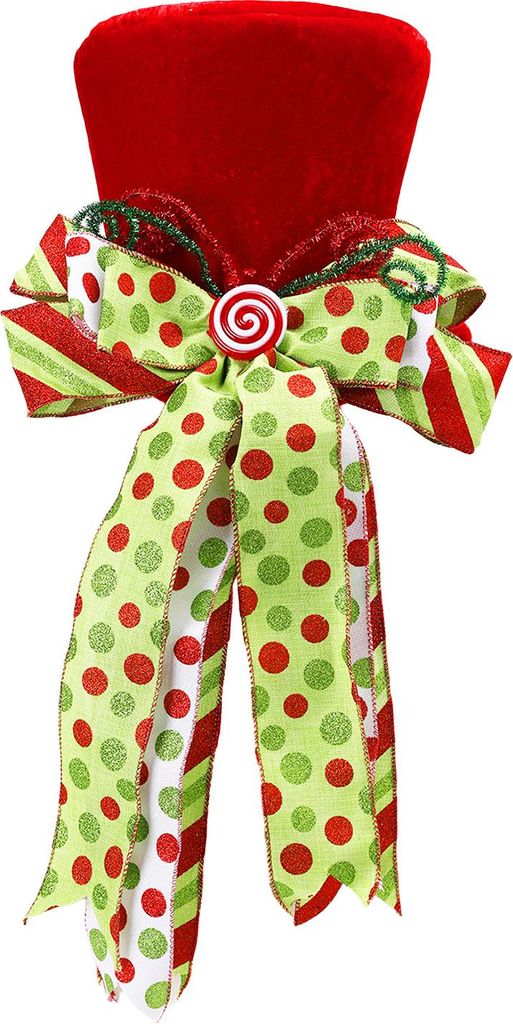 Weihnachtsbaumspitze, großer roter Samt-Zylinder mit Schleife, Weihnachtsbaumspitze, Ornament für Zuhause, Büro, Feiertage, Weihnachtsbaumdekora...