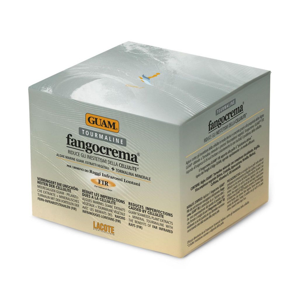 A product box for GUAM Fangocrema Classic intensiv FIR gegen Cellulite.