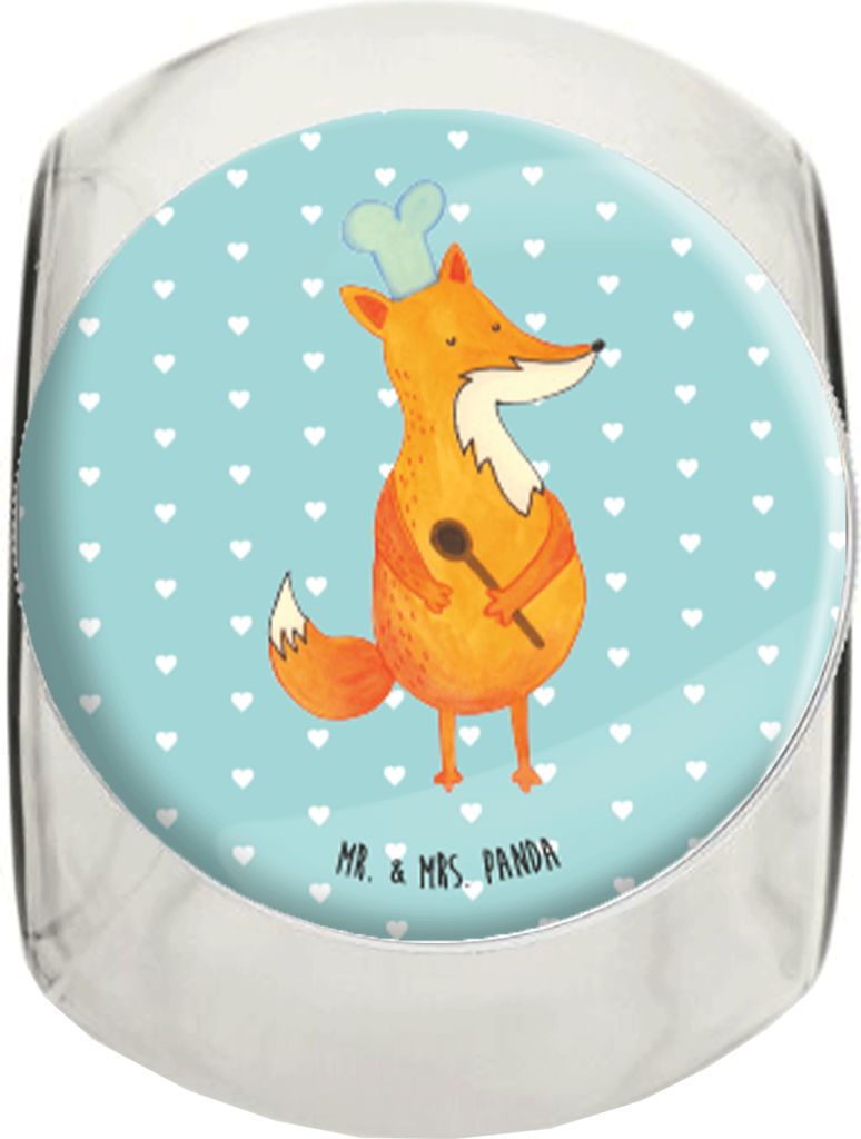 Mr. & Mrs. Panda Frischhaltedose Fuchs Koch XL 2000ml - Türkis Pastell - Geschenk, Hungrig, Vorratsbehälter, Spruch Lustig, Dekoglas, Bäcker, Au...