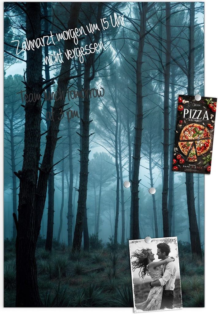 Magnettafel 40x60cm Pinnwand Whiteboard beschreibbar - Nebeliger Wald