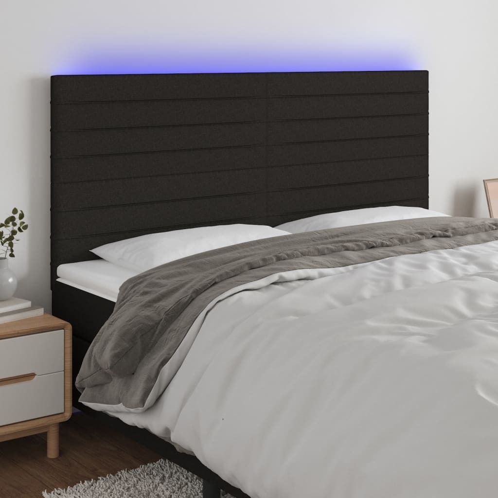 Maison Exclusive - LED Kopfteil Schwarz 160x5x118/128 cm Stoff