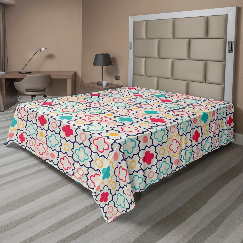 Lenzuolo Sopra ABAKUHAUS Quatrefoil Blu Verde 275x260 cm | Morbido