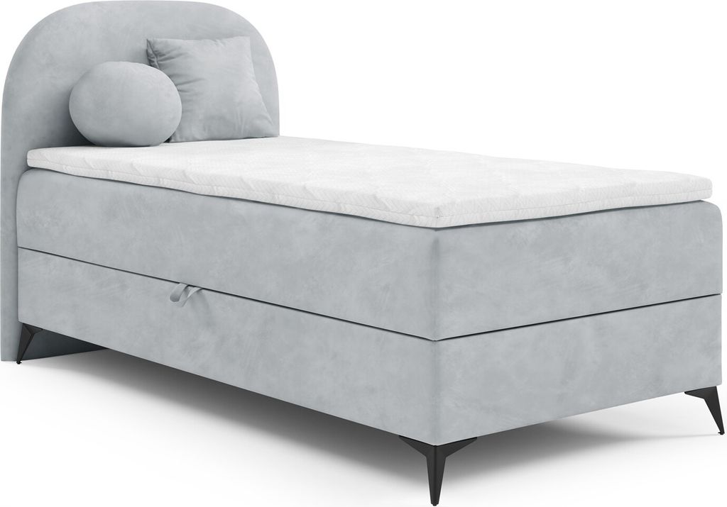 Boxspringbett Gästebett GORGIA 70x200cm Stoff Jasmin Hellgrau