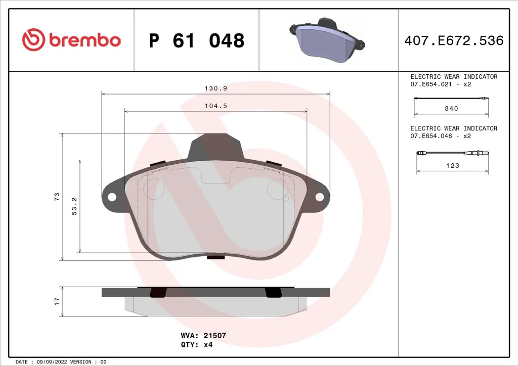 Plaquettes de frein Brembo P 61 048 entretien Peugeot 605 (6B) berline