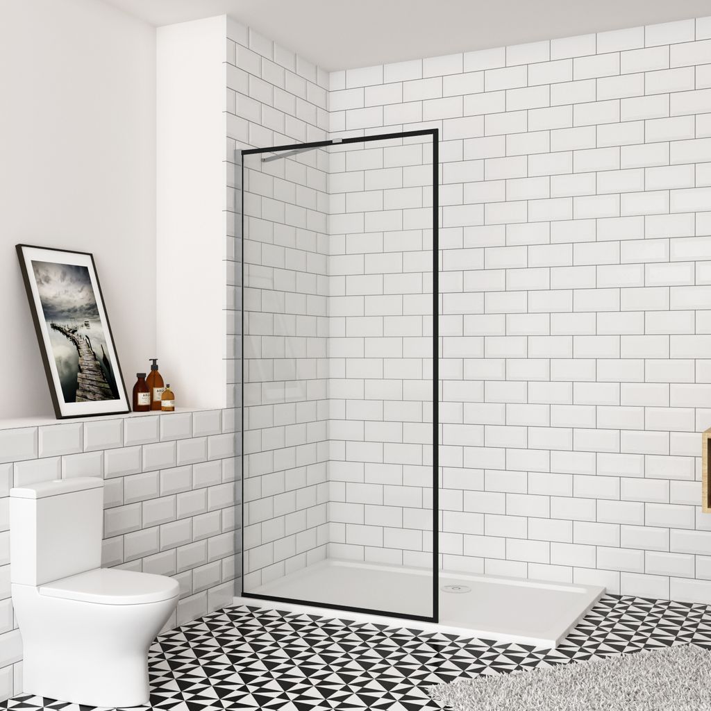 Duschabtrennung Walk In Dusche (1180-1200mm)120x200 cm Duschtrennwand 8mm Nano Glas Duschwand mit 45cm Stabilisator