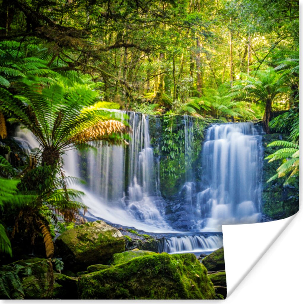 MuchoWow Poster Dschungel - Wasserfall - Australien - Pflanzen - Natur 30x30 cm - Wandposter - Printing
