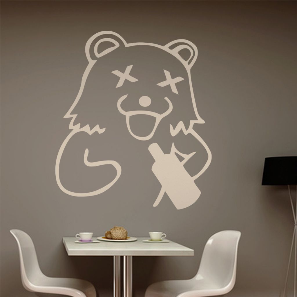 säufer Pedobär Wandtattoo in 6 Größen - Wandaufkleber Wall Sticker - Dekoration, Küche, Wohnzimmer, Schlafzimmer, Badezimmer